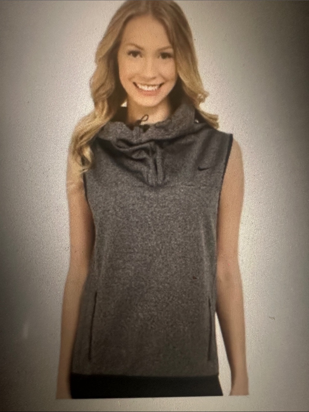 Women’s Nike Charcoal Gray Vest with Drawstring Collar, size Large